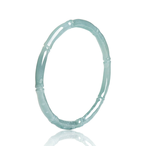 Pulsera de jadeíta natural auténtica de grado A, color azul agua, con diseño de tiras de bambú, de valor ascendente, pulsera de jade de grado hielo para mujer - Product Image 1