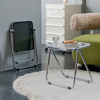 Table d'appoint moderne en acrylique transparent Table de chevet ou table basse pliable pour chambre ou salon