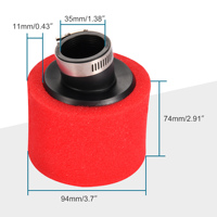 GOOFIT Filtre à air 35mm Bent Foam Cleaner pour 4 Temps 50cc 70cc 90cc 110cc 125cc ATV Quad Go Kart Dirt Bike Rouge