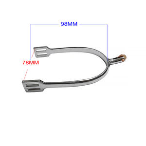 Zinken legering paardensporen met koperen roevel, mannenmaat, nek lengte 20 mm, zilverkleurig, verkocht per paar SP6107ZMR - Product Image 3