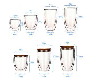 Mug à café de différentes tailles, résistant à la chaleur, 250 ml, <span class=keywords><strong>verre</strong></span> à <span class=keywords><strong>double</strong></span> <span class=keywords><strong>paroi</strong></span> en borosilicate, <span class=keywords><strong>verre</strong></span> à boire - Product Image 3