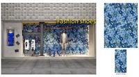 Panneau mural en céramique marbrée dorée bleue, effet marbre, pour fond de télévision, carrelage mural assorti