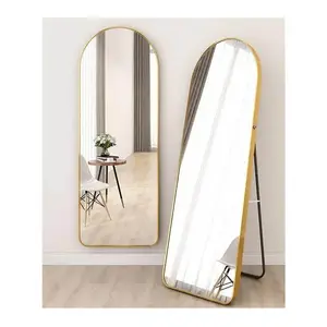 Individueller luxuriöser großer goldene metallrahmen gewölbter längender ankleider volle länge stehender bodenspiegel miroir spiegel espejo