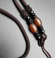Collier en perles d'agate noire de couleur café, épaisseur 3 mm, longueur 26 pouces, cordon de corde pour pendentif