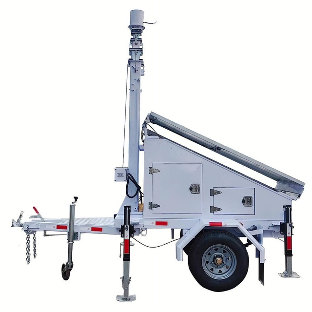 24/7 Construction Site Vision Remote Monitoring System Security Camera Trailers IP65 Waterproof 7.3m Mast US/AU/EU Compatible