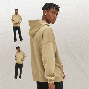 Plain Blank Mens Hoodie Heavyweight French Terry Fabric Oversized No-String Drop Shoulder - Product Image 3