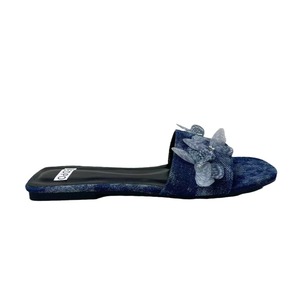 2024 Mù<span class=keywords><strong>a</strong></span> Hè Sản Phẩm Mới Nổi Tiếng Za Thiết Kế Slide Cho Dép Đi Trong Nhà Retro Màu Xanh Denim Mở Bãi Biển Giày Bowknot Chống-Trơn Phẳng Desi - Product Image 5