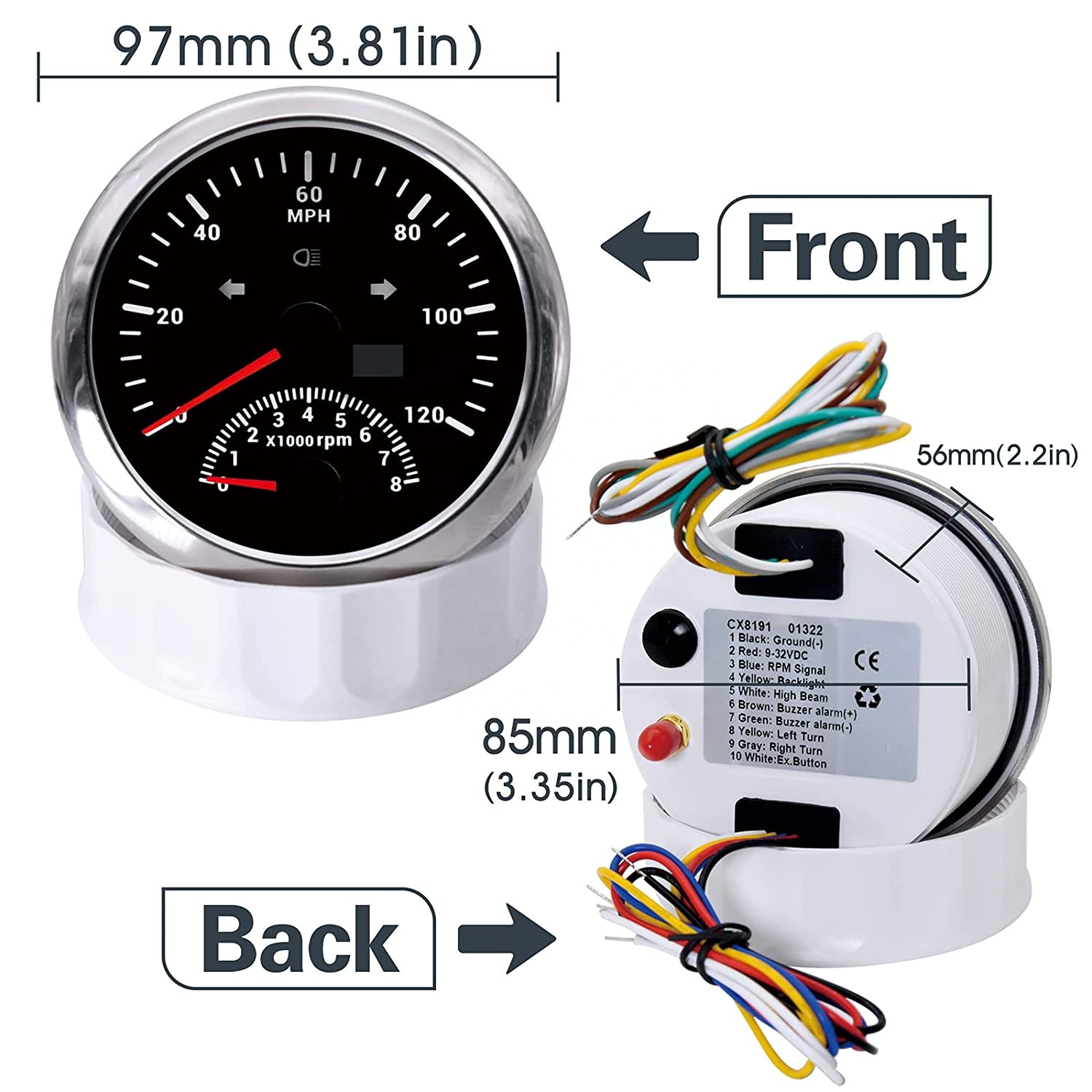 52mm 3in1 車載メーターキット 電圧計 水温計 油圧計 と 85mm GPS