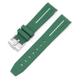ONTHELEVEL Black & Green DUAL-COLORED rubber strap fit FOR the ALL types of Sub Watch