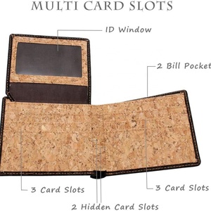 Personalized Vegan <b>Wallet</b> Cork Leather Purse Natural Portugal <b>Wallets</b> Vegan Cork Leather Card Holder <b>Wallet</b> for Men - Product Image 5