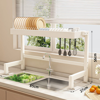 Support de séchage double niveau sur pied pour évier, étagère métallique, range-vaisselle pour cuisine, vente en gros OEM ODM