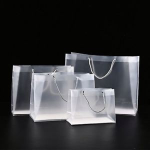 Bolsas de Compras Reutilizables Transparentes e Impermeables de Color Sólido, Pequeñas y Multiusos, con Asas de Cuerda, Bolsas de Hombro de PP, para Regalos, con Logotipo Personalizado - Product Image 3