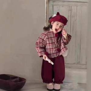 Girls Plaid Fleece <b>Lined</b> <b>Coat</b> Tutu Skirt Set Autumn Winter Outfit Windproof Christmas Dress - Product Image 2