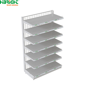 Wood Grain Retail Shelving Gondola <b>Shelf</b> <b>Metal</b> Supermarket Display Rack Adjustable Store Merchandising <b>Unit</b> - Product Image 6
