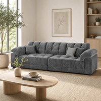 Canapé modulaire italien moderne à assise profonde, sectionnel en tissu capitonné, gris anthracite, mobilier de salon nuageux