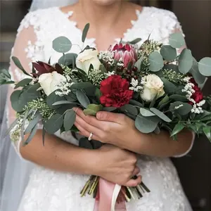 F-1663 بالجملة ريال اللمس بو الاصطناعي الأوكالبتوس جارلاند أوراق الأوكالبتوس الجذعية للزينة الزفاف - Product Image 1