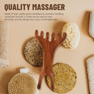 Masajeador de cuero cabelludo de cabeza Natural multifuncional Guasha relajación madera mano acupresión cuerpo raspado masaje herramienta peine - Product Image 6