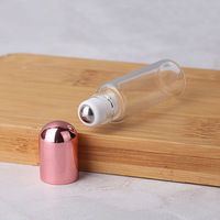 Stock rose couvercle en aluminium bouteille d'huile essentielle 1ml 2ml 3ml 5ml 10ml or rose rouleau de verre emballage cosmétique
