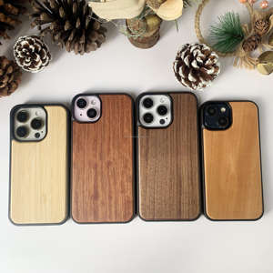 Étuis en <span class=keywords><strong>bois</strong></span> gravés en gros, bambou, noyer, cerisier, érable, rose, <span class=keywords><strong>cadre</strong></span> en TPU, étui en <span class=keywords><strong>bois</strong></span> de luxe pour iPhone 17 Pro Max, coque Ka - Product Image 2