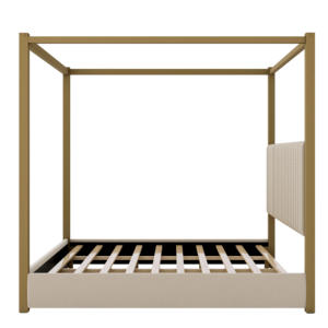 Modern King <b>Size</b> Adjustable Convertible Velvet Upholstery Canopy Platform <b>Bed</b> Wood Frame Headboard for Bedroom Home Furniture - Product Image 3