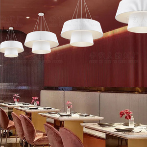 Japanese Style Modern Nordic White Fabric Pendant <b>Light</b> Round LED Chandelier For Living Room <b>Dining</b> Room - Product Image 3