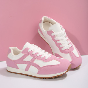 Zapatos Deportivos Casuales Retro con Bloques de Color Negro y Blanco para Otoño, Diseño con Cordones, Parte Superior de PU, Forro de Malla, para el Uso Diario - Product Image 3