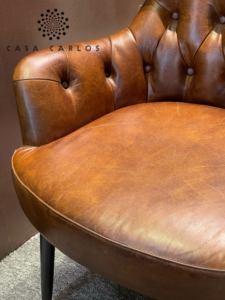 Sillón Wingback Vintage hecho a mano, silla de ocio de cuero genuino de estilo europeo con patas de Metal para el dormitorio o la sala de estar del hogar - Product Image 3