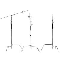 Support photo professionnel en acier inoxydable robuste de 3,3 m avec bras articulé et barre transversale pour éclairage photo, boîte à lumière et réflecteur