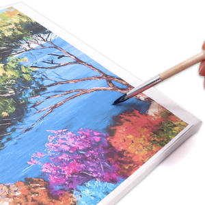 Foska Art Material 12 pièces toile peinture visage acrylique <span class=keywords><strong>aquarelle</strong></span> huile ronde peinture ensemble avec poils de porc et manche en bois - Product Image 3