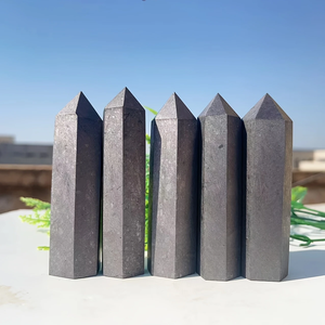 Torre de Shungita Natural al por Mayor, Punta de Cristal Negro Pulido, Ideal para Decoración del Hogar, Regalos de Acción de Gracias y San Valentín - Product Image 1