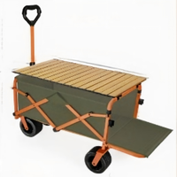 Chariot pliant d'extérieur pour camping, avec roues pivotantes, design métallique pliable, seau à ouverture arrière pour pique-nique, voyage et utilisation par les enfants
