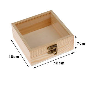 Unique <b>Wood</b> Square Hinged <b>Storage</b> Boxes Wooden Craft Gift <b>Storage</b> Container Dust Jewelry <b>Box</b> - Product Image 2