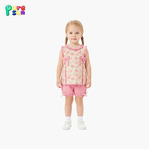 Set di Abbigliamento Estivo per Bambine Puresun con Stampa Floreale, Pantaloncini con Fiocco, 100% Cotone - Product Image 2