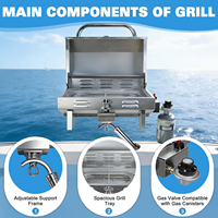 Barbecue de bateau, 360 °   Support réglable, grande surface de cuisson, allumage à un bouton, contrôle précis de la température