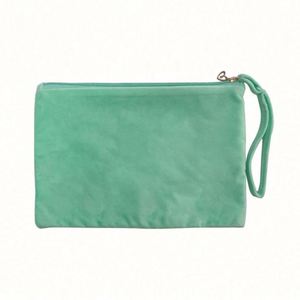 Bolsa de Maquillaje de Terciopelo Ecológica, Personalizable con Logotipo, Portátil, Reutilizable, Verde, para Viajes, para Mujeres, Venta al Por Mayor - Product Image 1