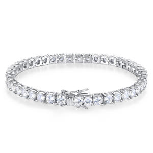 ファティングナ スターリングブラス テニスブレスレット 3mm 4mm 5mm ヒップホップジュエリー ロジウムメッキ ダイヤモンドテニスブレスレット ネックレス - Product Image 4