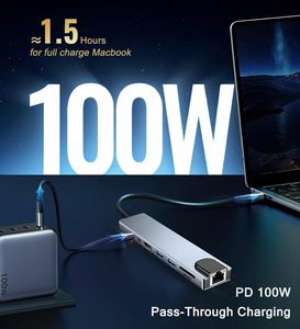 <span class=keywords><strong>USB</strong></span> <span class=keywords><strong>C</strong></span> 허브 HD 이더넷 어댑터 8-in-1 노트북 도킹 스테이션 (4K HDTV, 100Mbps RJ45 LAN, SD/TF 카드 리더, 5Gbps <span class=keywords><strong>USB</strong></span> 3.0 지원) - Product Image 3