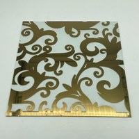 Asam kaca pelapis Titanium emas ukiran, kaca cetak layar kaca dekoratif 3mm 3.5mm 3.8mm