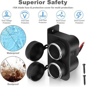 Xe Thuốc lá nhẹ hơn ổ cắm với 15A cầu chì kép 12/24V xe Thuốc lá nhẹ hơn Splitter Power cắm Adapter - Product Image 2