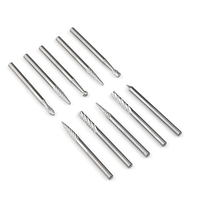 10 pièces/ensemble 3mm fraises rotatives forets Double coupe diamant rotatif Dremel outils tige carbure de tungstène fraises travail du bois