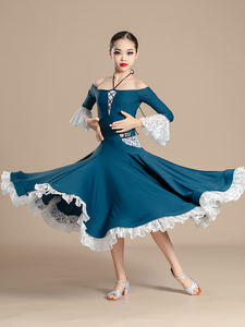 ชุดเต้นรำสมัยใหม่คุณภาพสูงสำหรับเด็กผู้หญิง ชุดเต้นรำมาตรฐานแห่งชาติ ชุดแข่งขันเต้นรำวอลซ์ ชุดฝึกซ้อมสำหรับการสอบศิลปะการเต้นรำ <span class=keywords><strong>กระโปรง</strong></span>ยาว - Product Image 2