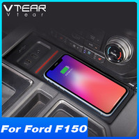 Chargeur sans fil QI pour voiture pour Ford F-150 SVT Raptor Accessoires Modification intérieure Plaque de charge rapide pour téléphone 15W 2021-2015
