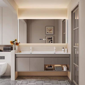 Modern <b>smart</b> makeup bathroom cabinet combination storage mirror cabinet ceramic integrated washbasin washbasin - Product Image 4