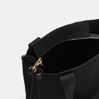 Sac fourre-tout en tricot écologique en gros, avec logo personnalisé, couleur unie, fermeture éclair, pliable, en polyester recyclé, pour usage quotidien