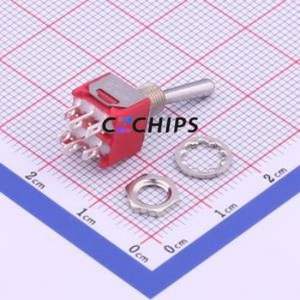 2MD1T1B1M1QES-5 Toggle Switch Through hole Component (THT) Switch Double Pole Double Throw 300000 Cylindrical Knob Solder Tab - Product Image 2