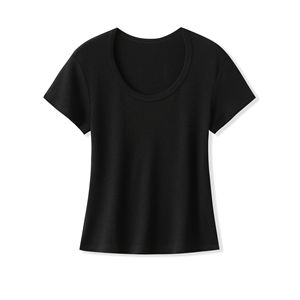 Le nouveau T-shirt à manches courtes de couleur unie <span class=keywords><strong>simple</strong></span> en laine Tencel de l'été 2025 est un haut <span class=keywords><strong>basique</strong></span>, polyvalent <span class=keywords><strong>et</strong></span> amincissant pour les femmes - Product Image 3