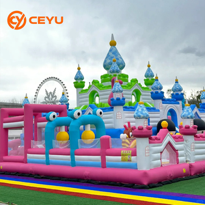 Ceyu Nouveau Grand Château Gonflable Commercial Thème Gâteau <span class=keywords><strong>avec</strong></span> Toboggan, Parcours d'Obstacles, Aire de Jeux, Maison de Rebond et <span class=keywords><strong>Piscine</strong></span> à Balles - Product Image 1