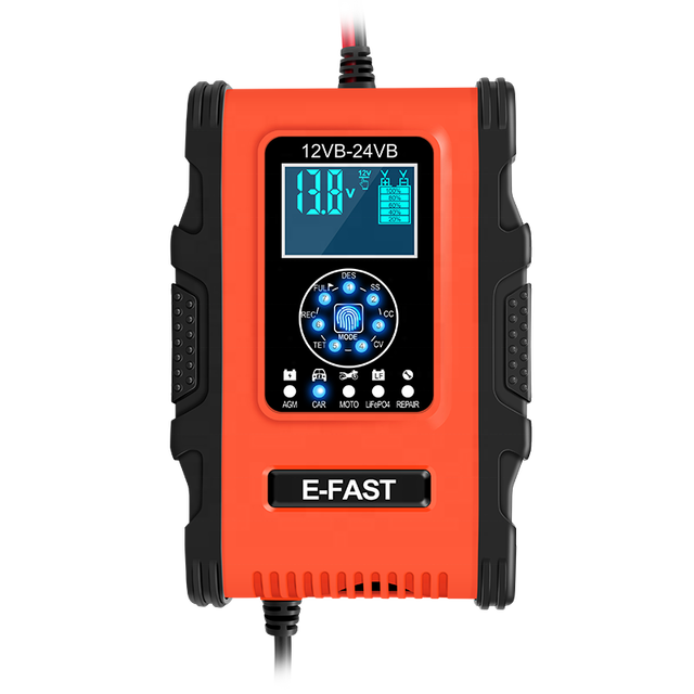 E-Fast 12V 24V Portable Car Battery Intelligent Automatic Electric Vehicle Battery Charger Smart Car Battery Charger