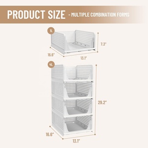 Contenitori di stoccaggio impilabili in materiale 4 pezzi per cassettiere contenitori per armadio cucina <span class=keywords><strong>bagno</strong></span> - Product Image 2