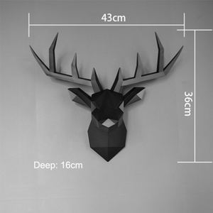 Support mural en résine personnalisé, tête de cerf créative, tentures murales géométriques 3D, fausse tête de cerf pour salon, tête de cerf nordique moyenne - Product Image 4